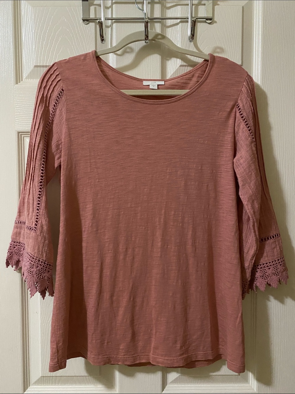 J. Jill Rose Crochet-Trim 3/4 Sleeve Tunic